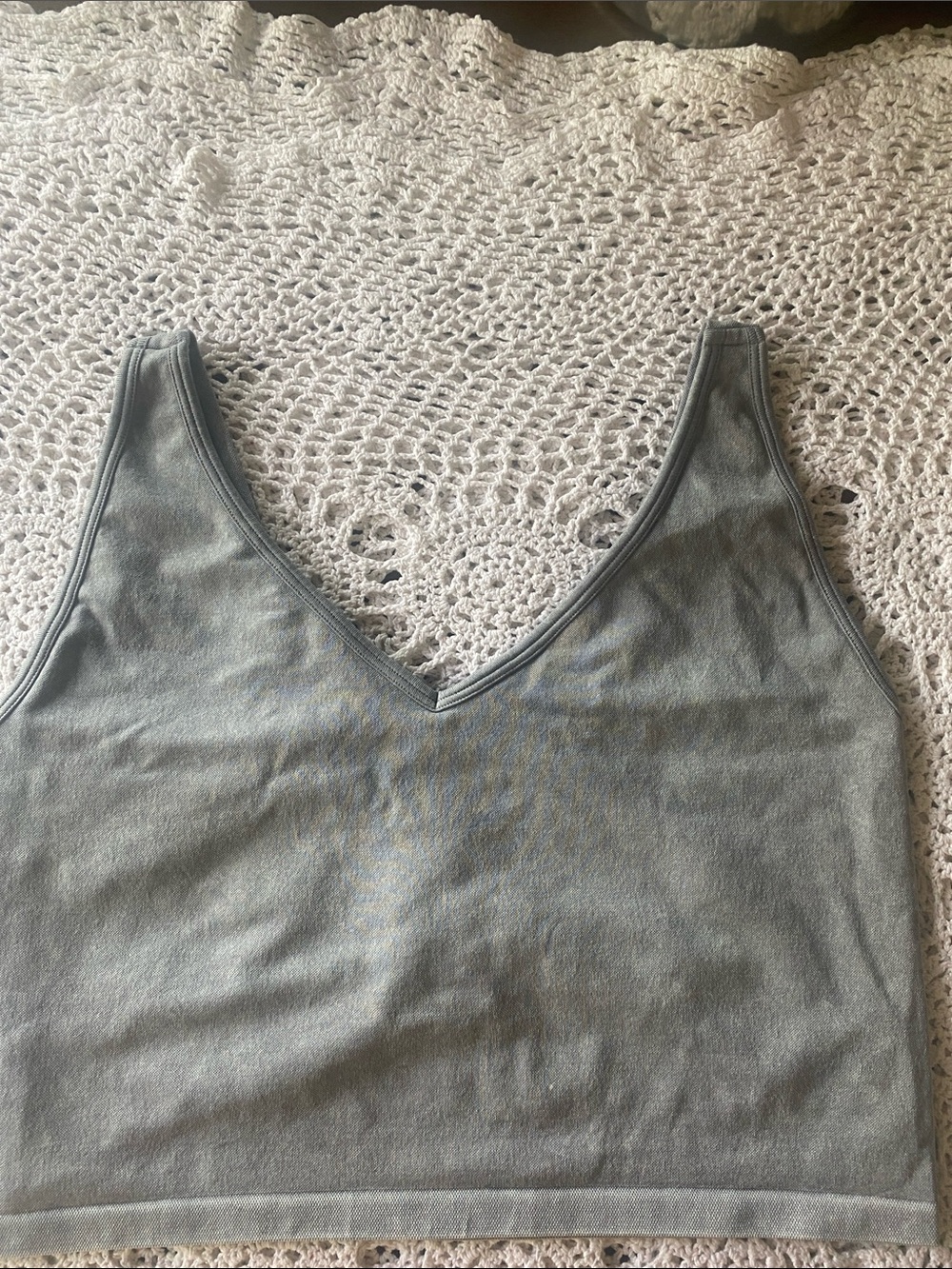 90 Degree By Reflex V-Neck Cropped Tank Top - Gray Size XL